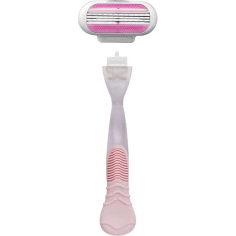 Rasoir pour aisselles féminin - Tête à 3 lames remplaçables - Anti-irritations et économique - Compatible avec tous les rasoirs femme - Rose classique à 3 niveaux (1/4)