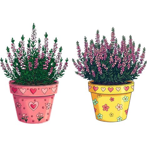 Décoration de fenêtre avec des fleurs de bruyère, grand format A3 double face (1/3)