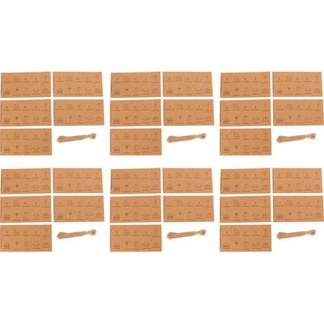 Lot de 300 étiquettes-cadeaux en kraft, motifs mignons, étiquettes artisanales avec ficelle de jute pour bricolage, mariage, Noël, décoration de cadeaux (1/5)