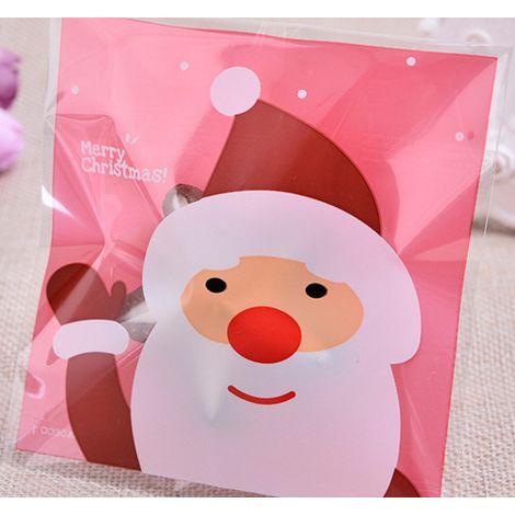 Autre décoration pour Noël,Sacs d'emballage autocollants de Noël 100 pièces 10x10 Sacs de Noël Sacs à bonbons Sacs à macarons Sacs à savon faits à la main Sacs d'emballage10x10cm le père Noël
