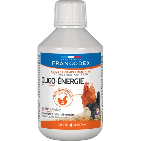 Oligo- Énergie rééquilibre la ration alimentaire 250 ml pour poules - Francodex (1/2)