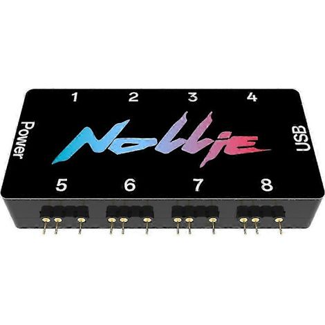 NOLLIE 8-Port 5V 3-Pin adressierbarer ARGB-Controller, kompatibel mit SignalRGB, OpenRGB und SATA-Stromversorgung für erweiterte Motherboard-Schnittstelle