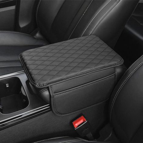 Copertura per bracciolo della console centrale - tappetino per bracciolo - tappetino portaoggetti per interni auto - tappetino per bracciolo auto - 3121 cm - nero - pelle (1/4)