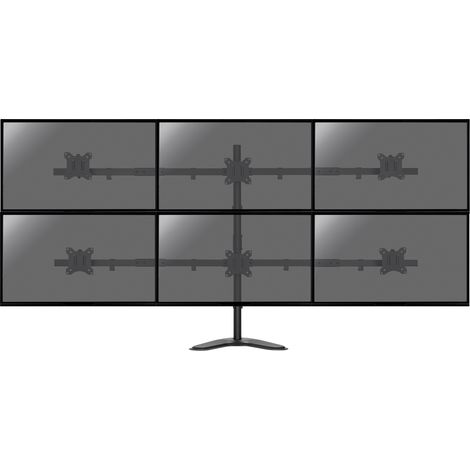 Support de bureau pour 6 écrans moniteurs PC 17'-32' – Normes VESA 75x75 mm et 100x100 mm – Poids max par écran 7 kg – Réglable en hauteur – Kimex (1/3)