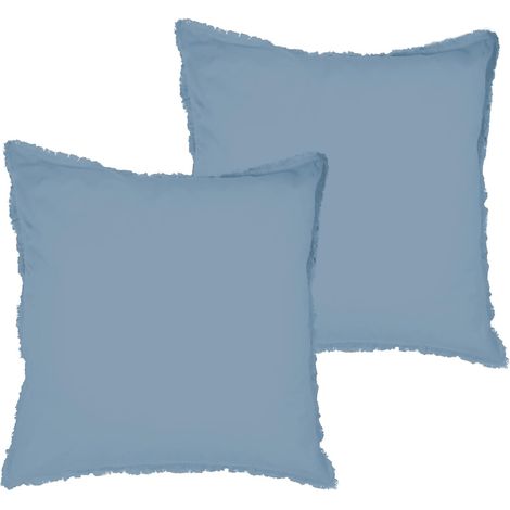 Lot de 2 taies d'oreiller Coton LAVÉ à Franges 100% Coton (1/5)