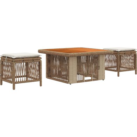 Maison Exclusive - Garten Essgruppe mit Kissen 3 pcs Beige und Cr