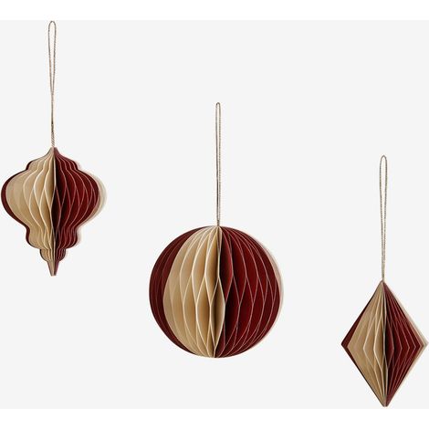 Ensemble de 3 décorations de Noël en papier Doreimi SKLUM Rouge Grenat (1/5)