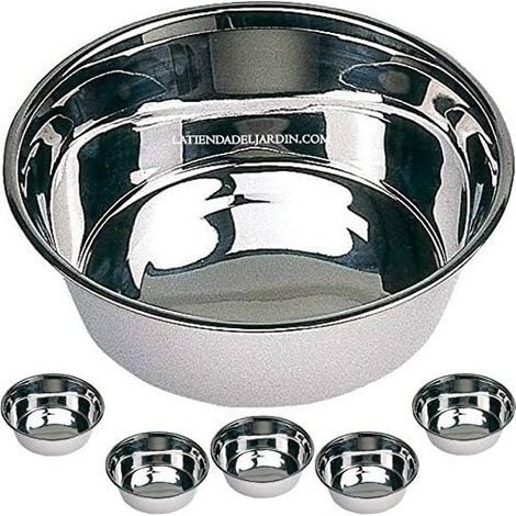 Set di 6 Mangiatoia Abbeveratoio per cani Ø29 cm.  Ciotola 4 litri. Cani e gatti in acciaio inossidabile