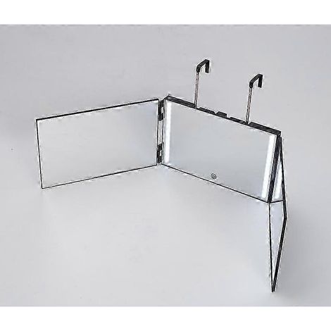 Miroir à trois volets 2025 avec éclairage LED, pliable et rechargeable, hauteur réglable, noir. (1/2)