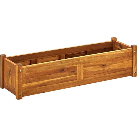 Fioriera rialzata piante fiori giardino 100 x 30 x 25 cm legno di acacia 020001178