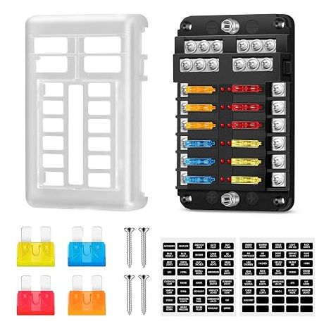 Porte Fusible 12V 12 Compartiments,Boite Fusible Voiture Fusibles (1/5)