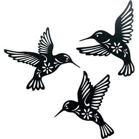 3pcs métal colibri intérieur extérieur balcon mur art cadeau patio décor à la maison