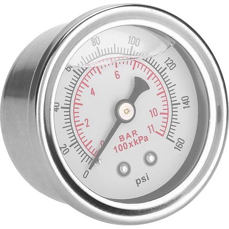 Régulateur de pression de carburant 0-160 PSI/bar avec manomètre à liquide, jauge de remplissage pour essence/huile (1/5)