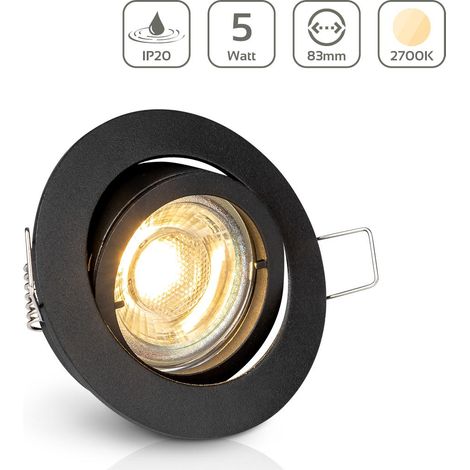Einbauspot IP20 rund schwenkbar Bajonettverschluss - Farbe: Schwarz - LED Leuchtmittel: GU10 5W warmweiß (1/5)