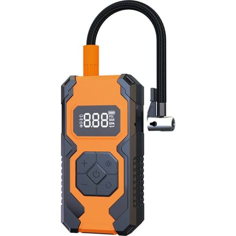 Pompe à pneus électrique portable pour voiture/vélo avec manomètre numérique, compatible avec Huawei, Samsung, Apple, Garmin et Orange. (1/3)