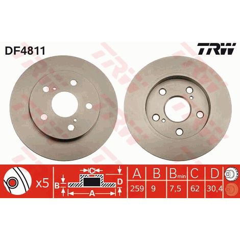 DISQUE DE FREIN ARRIÈRE DF4811 TRW