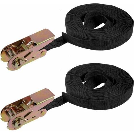 10mx25mm Sangle d'Arrimage Sangles de Cargaison à Cliquet 250kg Charge de Travail 2Pcs
