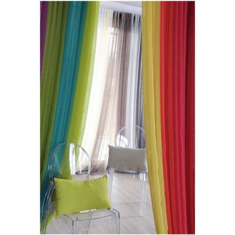 Voilage uni 135 x 260 cm Mona vert emeraude (1/3)