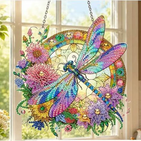 DIY-Dekorationen mit Libellen und Blumen – Transparente Acryl-Dekorationen für Türen und Fenster, kreative Wand- und Fensterdekorationen für Zuhause (1/5)