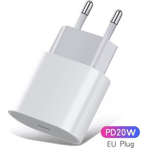 Chargeur rapide PD20W, interface Type-C, adaptateur de vitesse européen adapté à la tête de charge iPhone 12 13PD20WEU Blanc (1/5)
