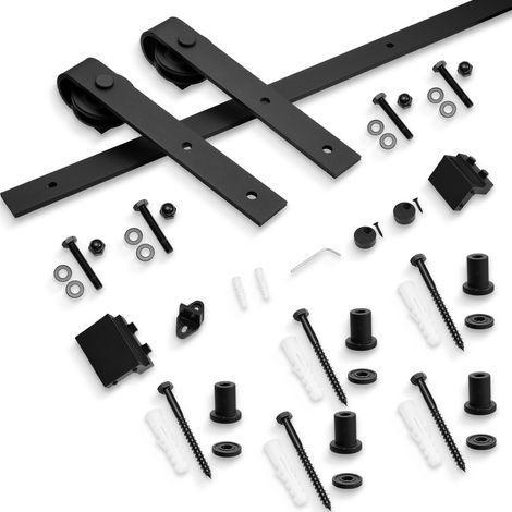 Kit rail coulissant pour porte de grange 200cm, rail sol, installation simple (1/5)