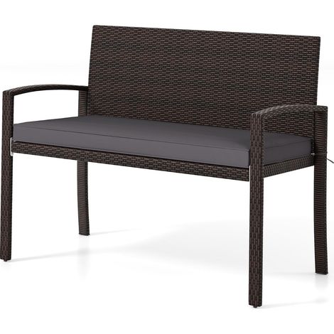 Divano da esterno 56 x 110 x 84 cm ideale per 2 persone con morbidi cuscini design moderno in rattan PE misto marrone 200011007