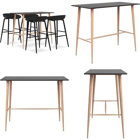 5-tlg. Bar-Set Schwarz - Moderner Bartisch - Barhocker Set - Kücheninsel - Bistro Tisch - Hochstuhl - Home & Living (1/5)