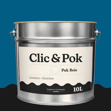 Peinture Bois Extérieur – POK BOIS - 10L - RAL 5019 - Bleu capri- Résistante aux intempéries - Ne s'écaille pas (1/4)
