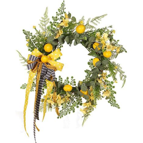 Guirlande Citron - Décoration Murale Porte Intérieure Extérieure - Pour Cuisine Salon Jardin - Diamètre 30 cm - Faux Citrons Réalistes - 1 Pièce (1/5)