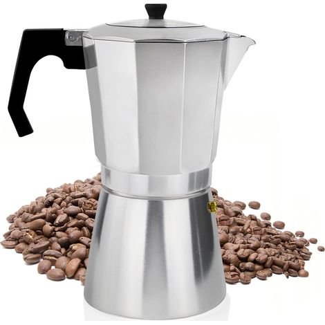 Cafetière Italienne Aluminium, 9 Tasses La Cafetière Expresso Iconique, Le Vrai Café Italien, Cafetière Moka 450 Ml, Argent (1/5)