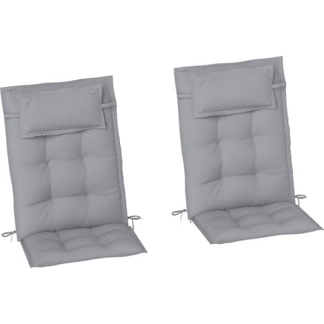 Lot de 2 coussins pour transats, déperlants, pour chaises longues de jardin, chaises de plage, transats, coussins pour mobilier de jardin, 50 x 116 x 5 cm, gris clair