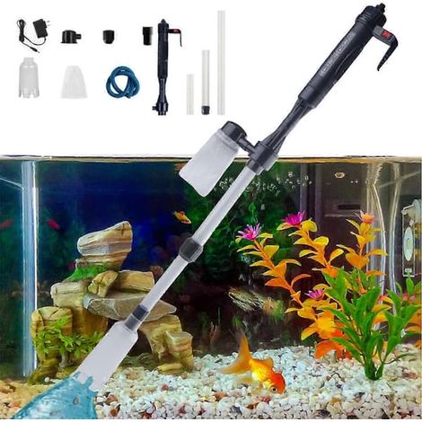 Ecleanfy - Nettoyeur de gravier électrique pour aquarium 4 en 1, aspirateur à siphon automatique étanche pour le changement d'eau et le lavage du sable, outil de nettoyage d'aquarium (1/4)