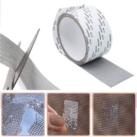 Rouleau Autocollants de réparation de moustiquaires Patch en fibre de verre pour fenêtre et trous de larmes de porte -5cm2m (1/4)