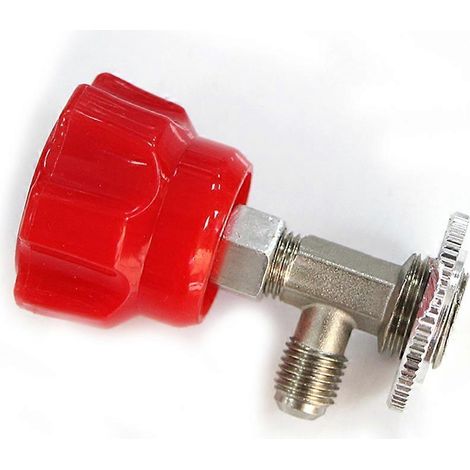 Outil de robinetterie pour réfrigérant R134A pour véhicules, idéal pour la réparation automobile. Structure ergonomique et conception durable. Couleur rouge. Lot de 1. (1/5)