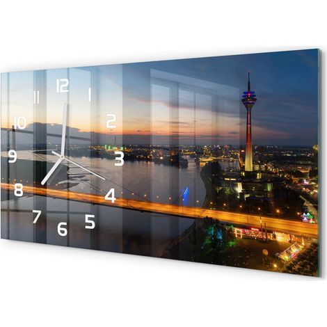 Horloge Murale Bureau 60x30 cm Verre Trempé Silencieuse Moderne Düsseldorf, Allemagne (1/5)