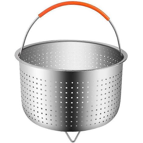 Dampfkorb für 6- oder 8-Liter-Schnellkochtöpfe, Dampfeinsatz aus Edelstahl mit Silikonbeschichtung (1/4)