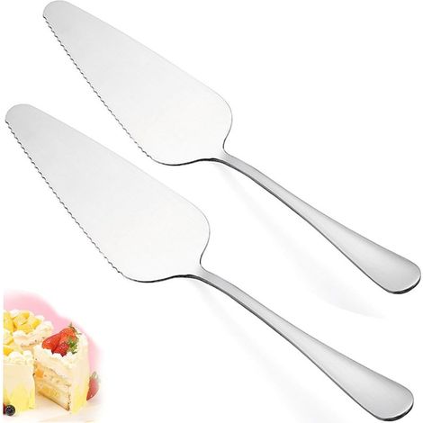 Lot de 2 trancheuses à pizza et pâtisserie en acier inoxydable, coupe-gâteau avec bords dentelés (1/5)