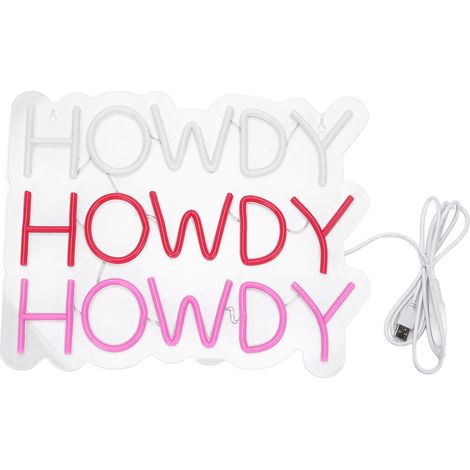 Panneau Néon Howdy Vif Coloré Alimentation USB Lampe Néon LED pour Bar Café Chambre Club Décoration Murale (1/5)