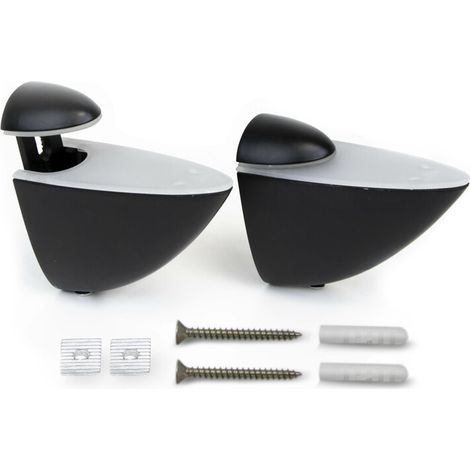 Emuca Satz Pelicano Regalträger-Set aus Holz oder Glas, Kunststoff und Zamak, Schwarz lackiert (1/5)
