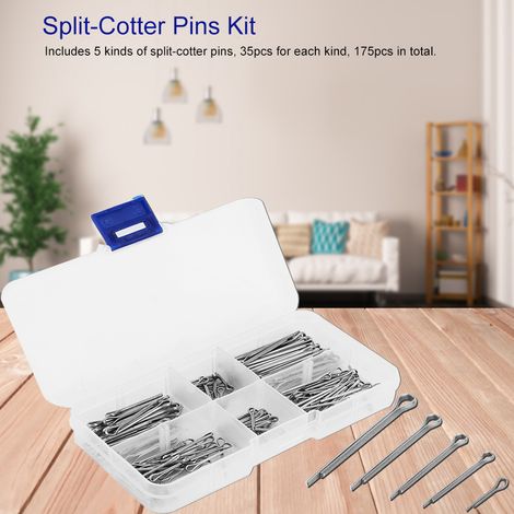 Packung mit 175 Splinten aus Zinklegierung, 5 Sorten, Befestigungssatz, Hardware, Sortiment an Sicherheitsstiften (1/5)