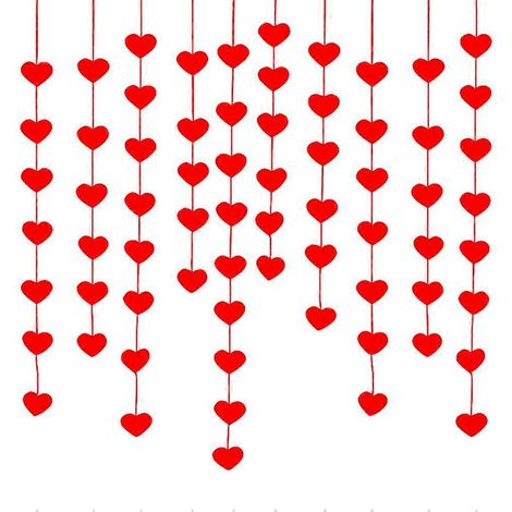 10 guirlandes décoratives pour mariage et Saint-Valentin, avec cœurs, pour fêtes.-300X7.8CM-Red