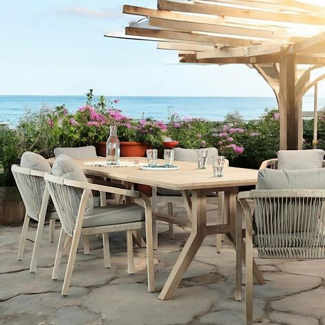 Pier Import – Table de jardin en bois d'acacia 220 cm – F.S.C® huilé – Longueur 220 cm – Largeur 100 cm – Hauteur 75 cm – Esthétique naturelle (1/5)