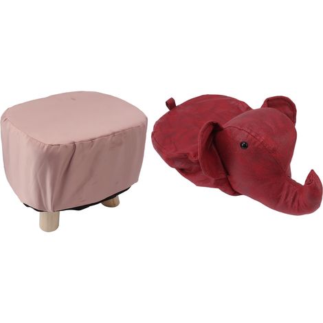Tabouret éléphant en forme d'animal, antidérapant, silencieux, confortable, stable et multifonctionnel, mignon et idéal pour les enfants (rouge).