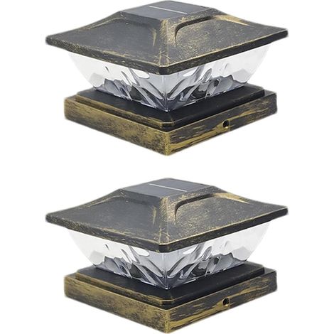 Lampes solaires extérieures pour clôture, lampe solaire de clôture Lumière de pilier de portail solaire,Lampes solaires extérieures imperméables, éclairage décoratif à énergie solaire LED 2 pièces p (1/5)