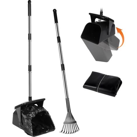 Dog Poop Scoop for Large Dogs - Heavy Duty Swivel Bin and Rake with 20 Waste Bags for Large and Medium Dogs - Easy to Clean - Use on (1/5)