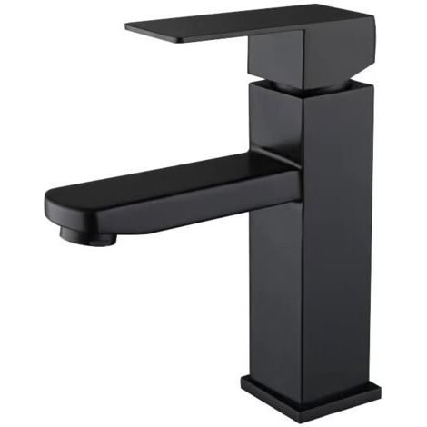 PA Schwarzer Waschtisch-Wasserhahn, schwarzer Badezimmer-Wasserhahn mit Kalt- und Warmwasser verfügbar, hochwertiger Edelstahl-Waschtischmischer, Badezimmer-Wasserhähne im eleganten Design (1/5)
