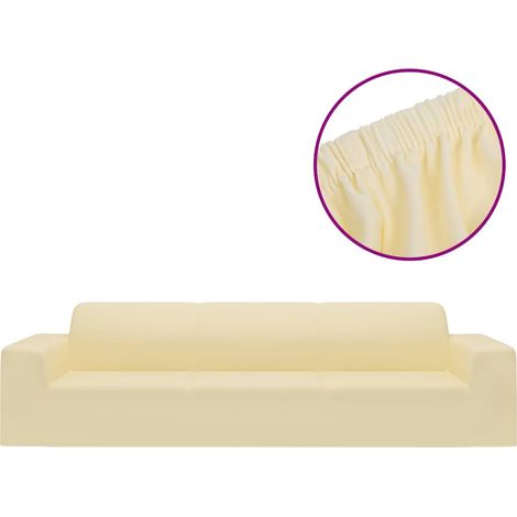 Maison Exclusive - Fodera Elasticizzata Divano 4 Posti in Jersey Poliestere Crema (1/5)