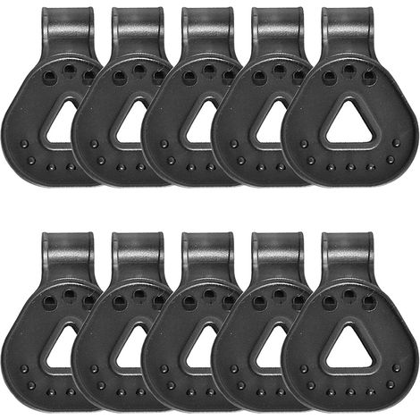Pour Serre et Camping - Lot de 10 Clips de Fixation en Plastique Noir avec Œillet à Pression, pour Voile d'Ombre, Bâche et Toile, Forte Adhérence (1/5)