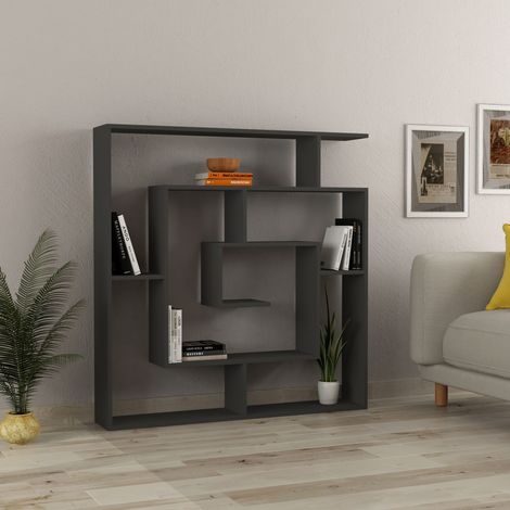 Decortie Labirent Modernes Bücherregal Raumteiler Anthrazit Grau Medium 129cm