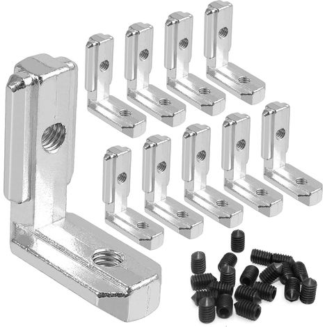 Lot de 10 profilés d'angle en aluminium 90° L Profilé aluminium 4040 Rainure 8 pinces en alliage de zinc Connecteur d'angle intérieur 37 x 31 mm